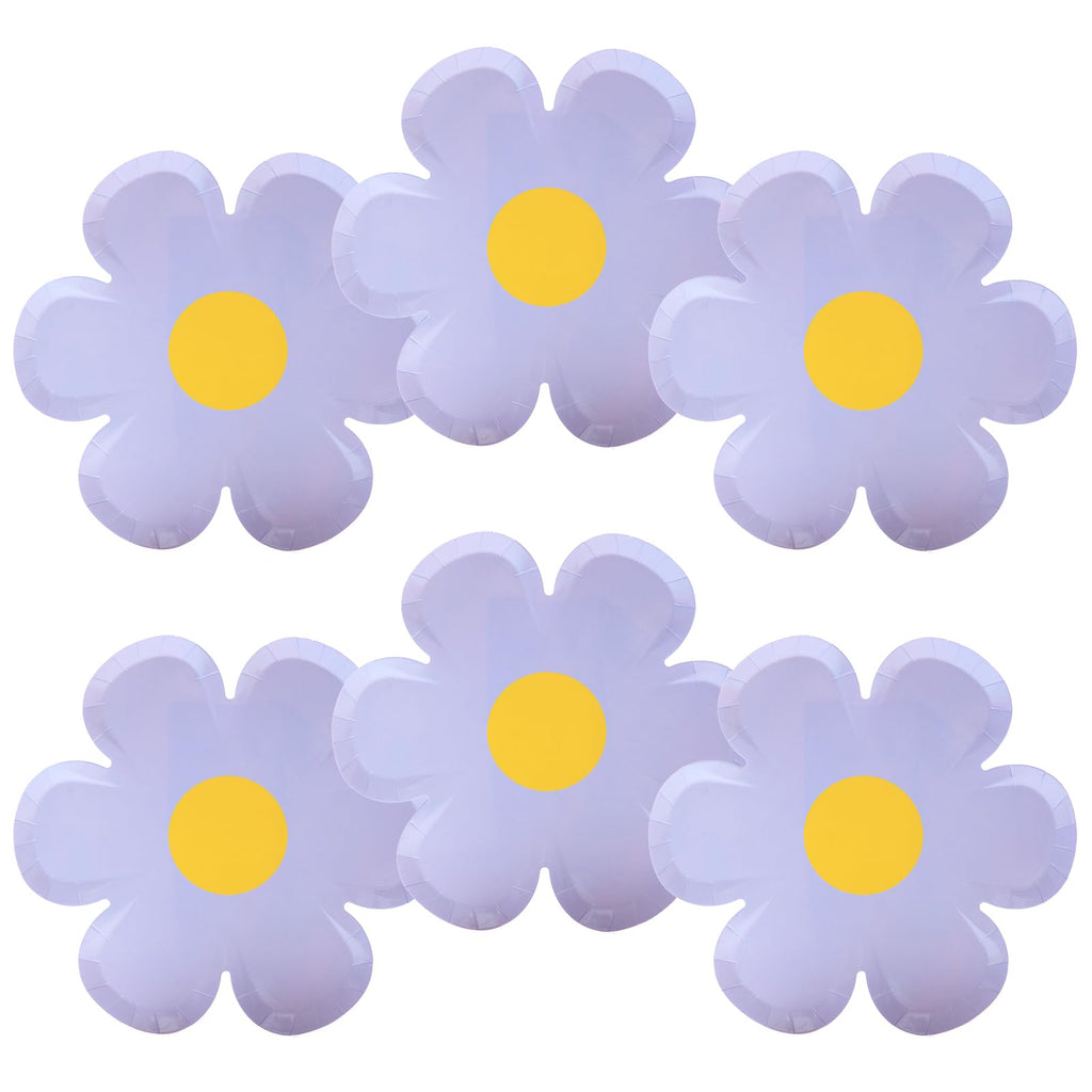 GGBOY 40PCS Daisy Plates Flower Paper Plates 8" Purple Daisy Paper Plates Flower Plates Disposable Groovy Plates Spring Daisy Party Paper Plates Cute Flower Shaped Paper Plates Daisy Party Supplies