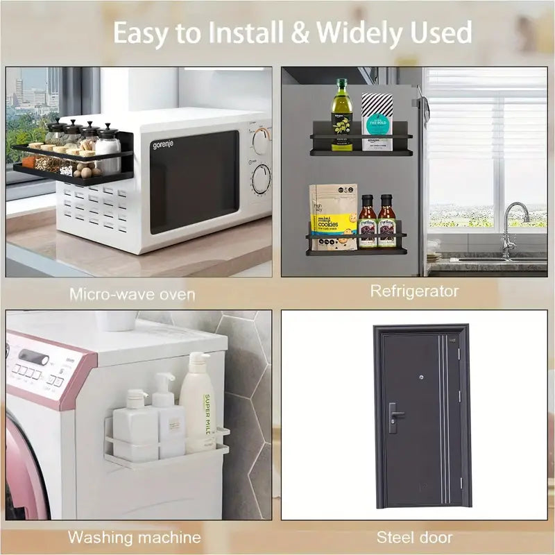 Magnetic Spice Rack for Refrigerator with Strong Back