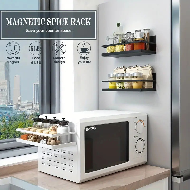 Magnetic Spice Rack for Refrigerator with Strong Back