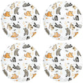Bicuzat Cute Cartoon Little Animals Pattern Ceramic Salad Plates Pasta Plates Fruit Plates Appetizer Plates Dessert DishesDinner Plates Holiday Plates Set of 4-Little Cats-8 Inch
