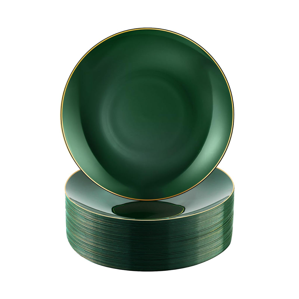 Bestluck 100PCS Green Gold Plastic Plates 7.5 inch Green Pastic Plates Green Disposable Plates Green Disposable Salad Plates Green Dessert Plates for Party Wedding and Dinner