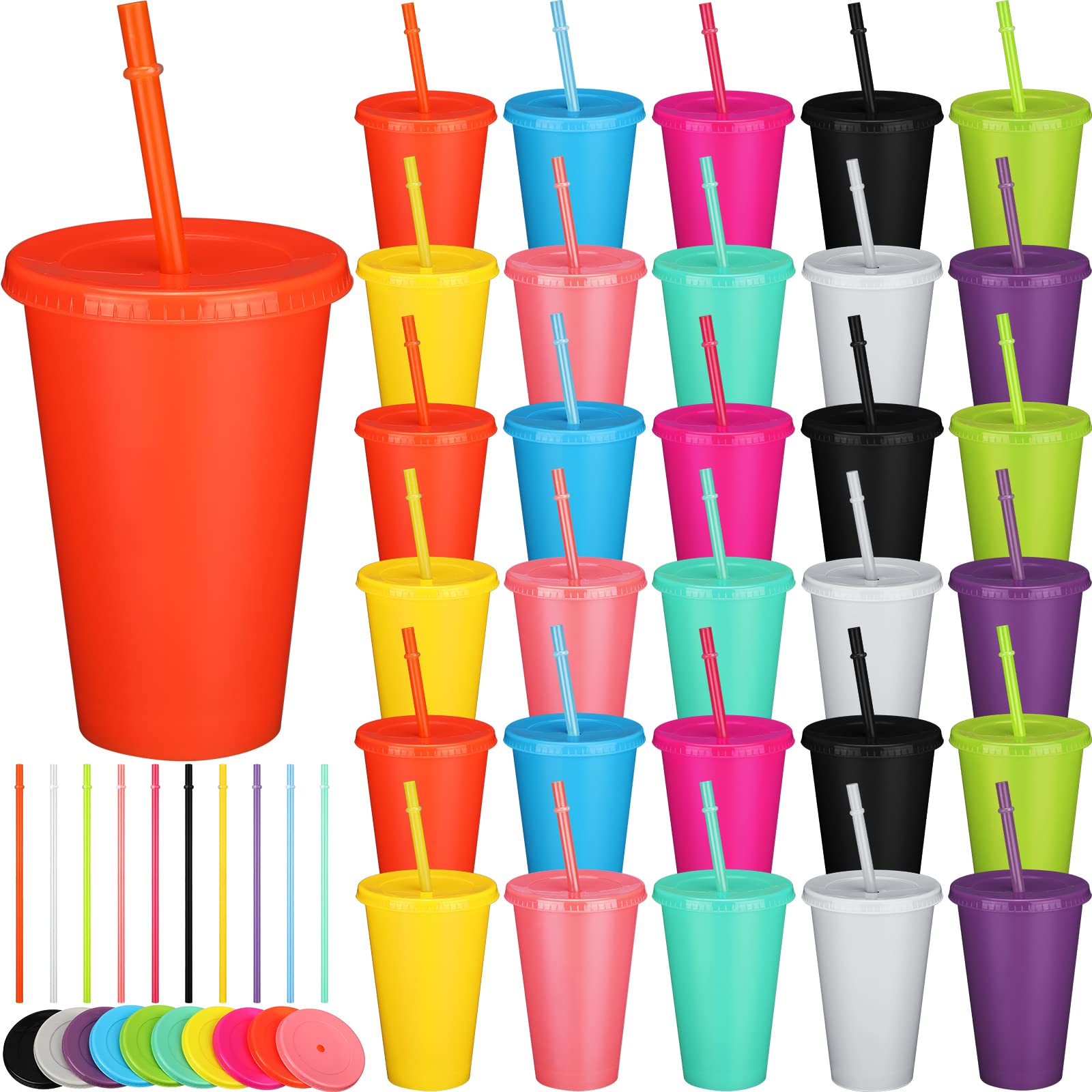 Remerry 80 Pcs Christmas Plastic Reusable Cups with Lids and Straws Christmas Cups Holiday Reusable Drink Coffee Cups with Lids for Birthday Christmas Party Favors Gifts 16 oz(Multicolor)