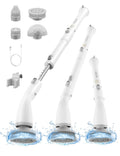 HiCOZY Electric Spin Scrubber HS1 Cordless Shower Scrubber for Cleaning with 4 Replaceable Brush Heads Adjustable Extension Handle IPX7 Waterproof Cleaning Brush for Bathroom Floor White