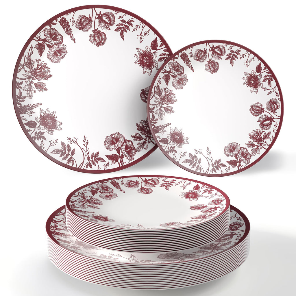 Trendables Disposable Plates Set 200 Pcs Plastic Plate Set Disposable Plates For Party I 100-8" Pink Dessert Plates & 100-10" Pink Dinner Plates | Party Plates | Pink Plates For Party Plastic Plates